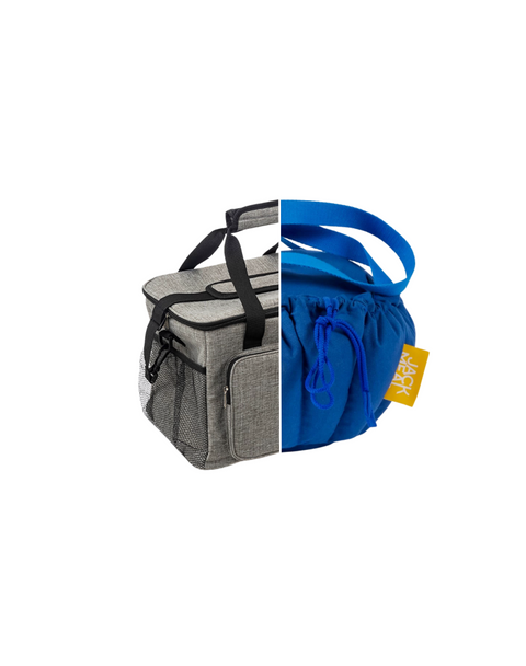 moitié sac isotherme normale, l'autre moitié sac Jack Meal bleu roy taille S