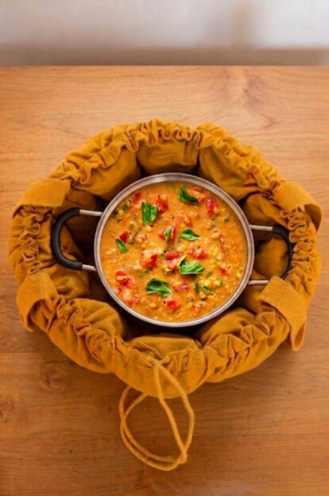 Soupe lentilles tomates dans sac Jack Meal jaune curcuma taille M